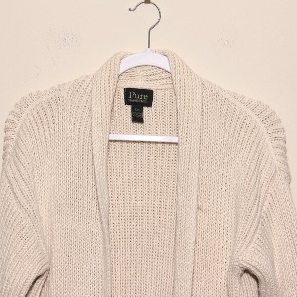 PURE Handkint Cotton Chunky Open front Cardigan Sweater Size Small/Medium - Picture 3 of 10